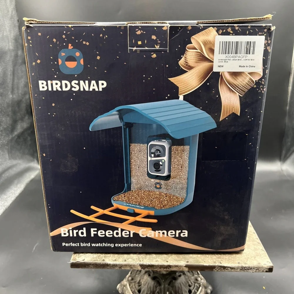 Birdnap Smart Bird Feeder Camera Wireless Outdoor AI Identification Blue 1.8L